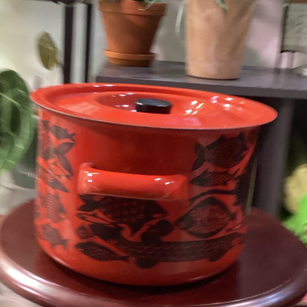 Rare Aribia Finel pot in the red Neptun pattern. - Picture 2 of 9
